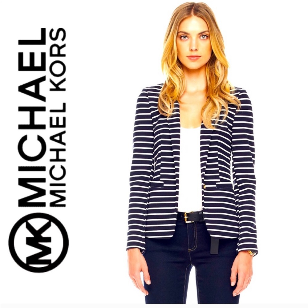 MICHAEL Michael Kors navy & white stripped blazer